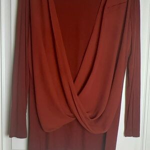 Vince Camuto Brown Long Sleeve Wrap Blouse